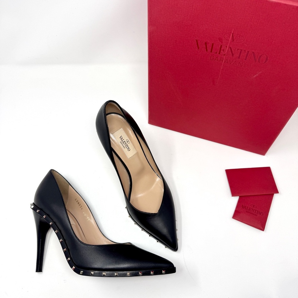 Valentino Black Soul Rockstud Leather Pumps